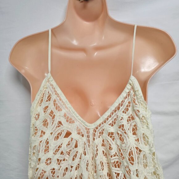 Free People Boho Ivory Battenberg Lace Convertible Halter Top Women Size XS/S - Picture 8 of 13